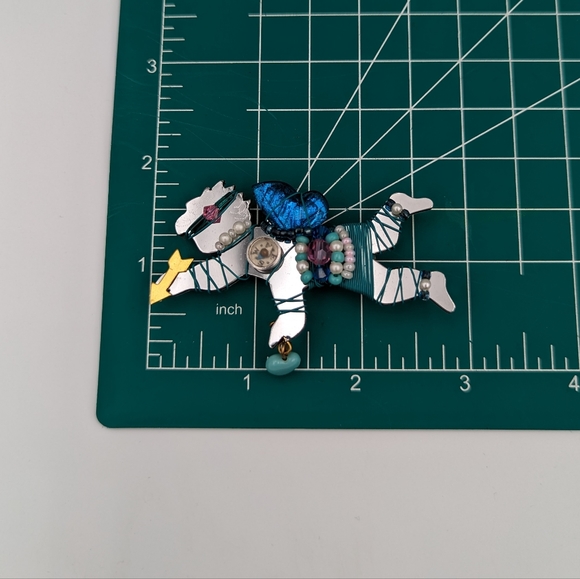 LizTech Artisan '93 Compass Heart Arrow Cupid Brooch Pin, Signed - Picture 10 of 10